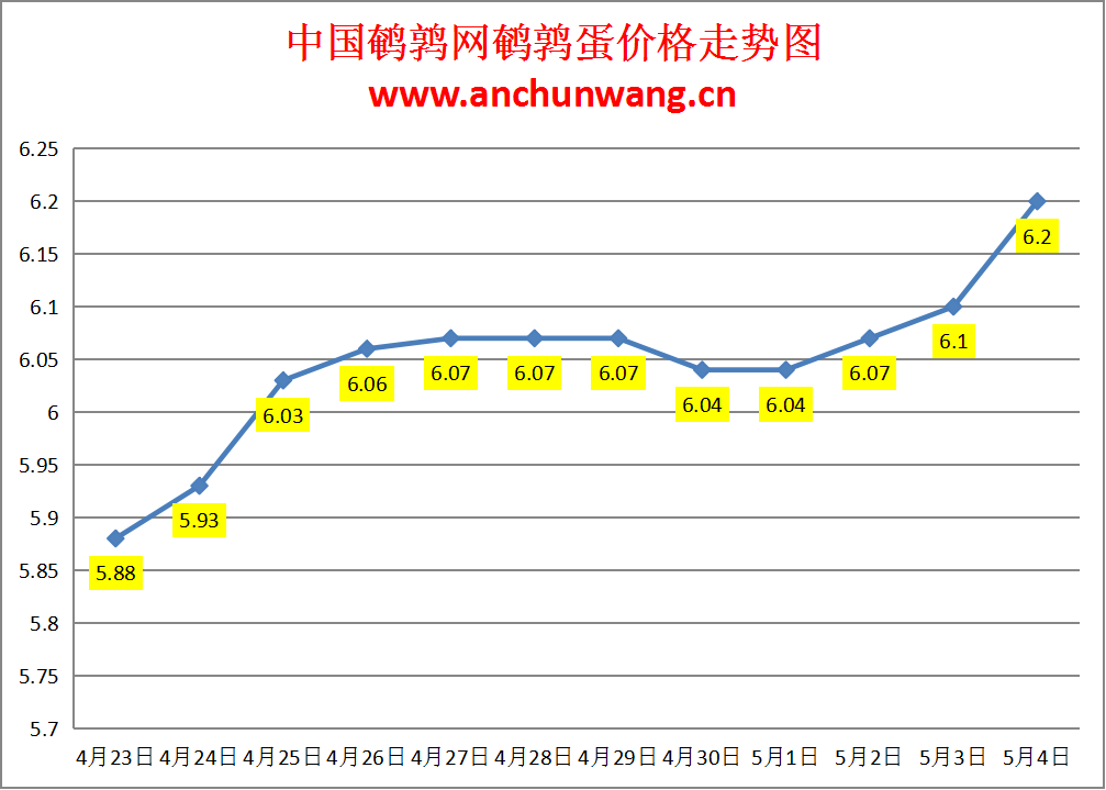 2024.5.4全国鹌鹑蛋价格：多地涨 均价6.2元